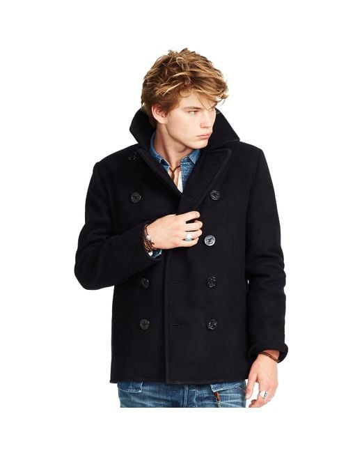 Denim & Supply Ralph Lauren Black Wilton Wool Pea Coat for men