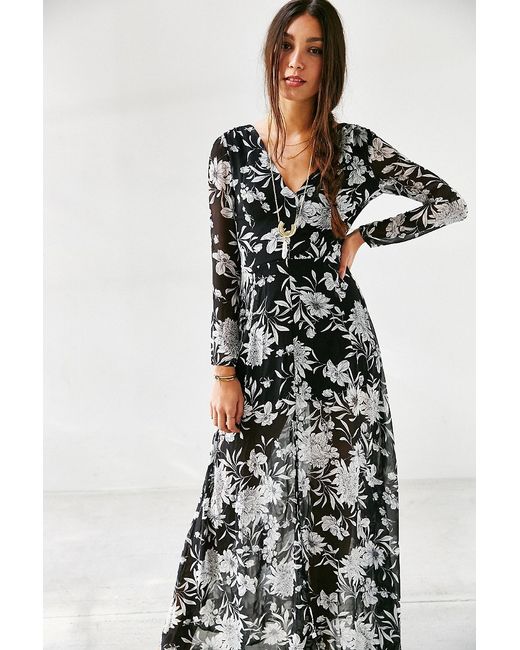 Glamorous Black Floral Chiffon Maxi Dress