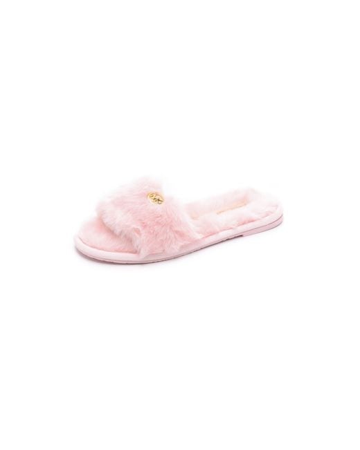 MICHAEL Michael Kors Pink Jet Set Faux Fur Slide Slippers - Black