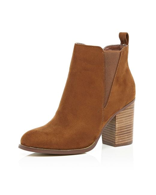 River Island Tan Heeled Chelsea Ankle Boots in Brown Lyst