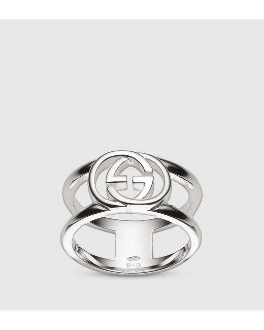 Gucci Metallic Wide Ring With Interlocking G Motif