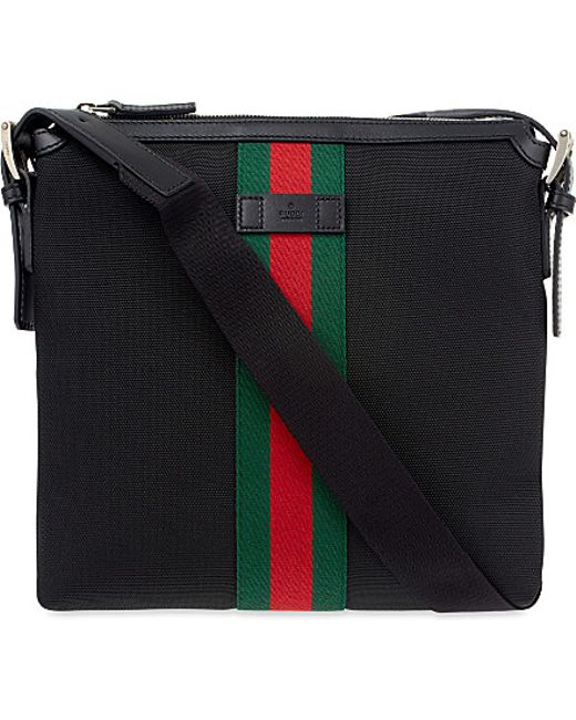 Gucci Red Techno Striped Messenger Bag for men