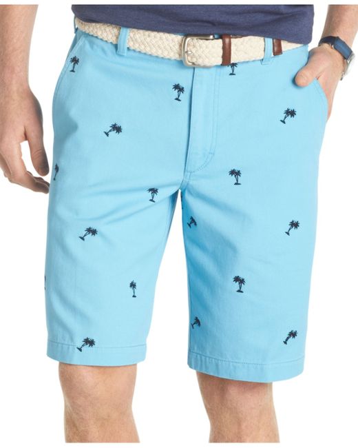 Izod Blue Palm Tree Schiffli Shorts for men