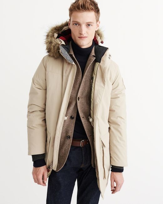 Abercrombie And Fitch Woolrich Down Parka In Natural For Men Lyst