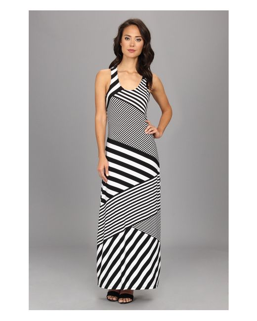 Descubrir 54+ imagen calvin klein black and white striped dress ...