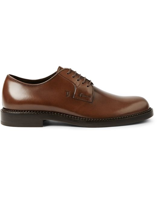 Tod's Brown Polished Leather Derby Shoes for men