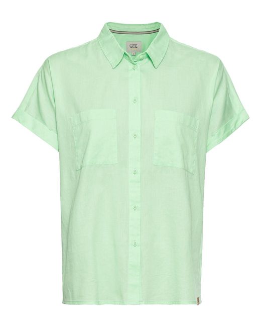 Camel Active Green Halbarm Bluse Aus Baumwolle