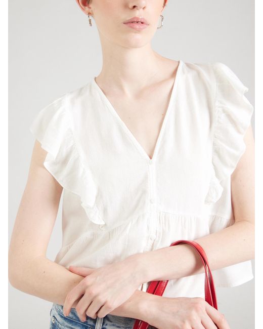 ONLY White Bluse 'Onlrian Flonce'