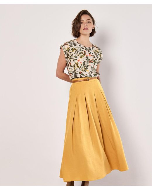 Apricot Multicolor Tropical Leaf Split Back Top