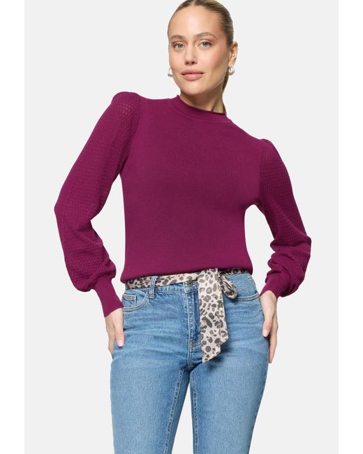 Zero Purple Feinstrickpullover Mit Puffärmeln