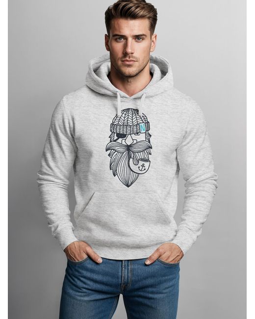 Neverless Sweatshirt Sailor Captain Mit Pfeife in Gray für Herren