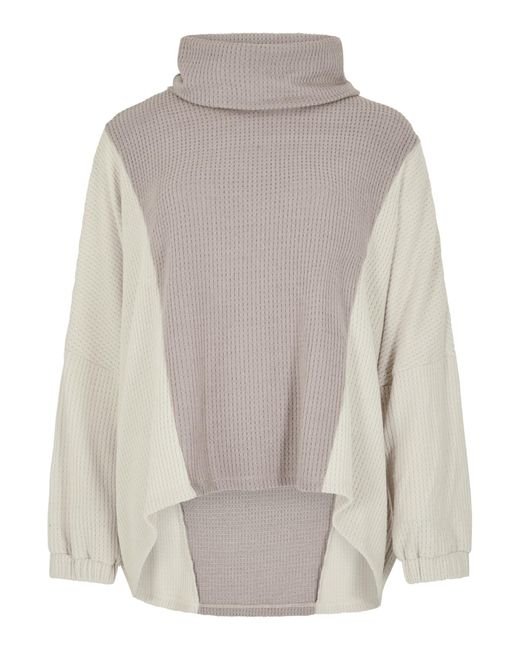Apricot Gray Colour Block Cowl Neck Top