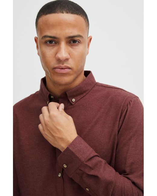 Solid Langarmhemd 'pete' in Red für Herren