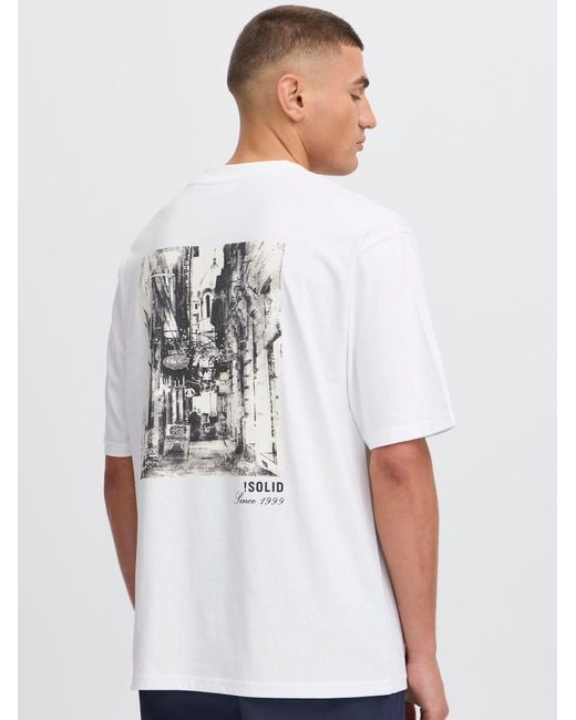 Solid Rundhalsshirt Sdbilop in White für Herren