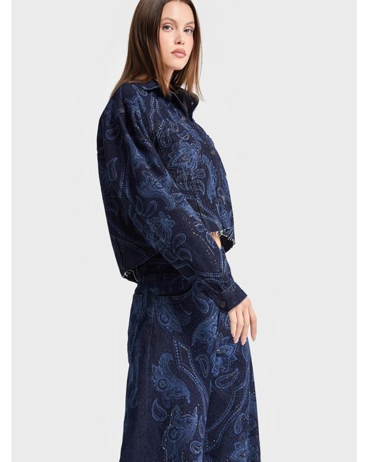 its basic Blue Its Basic Übergangsjacke Rhinestone Printed Denim Jacket