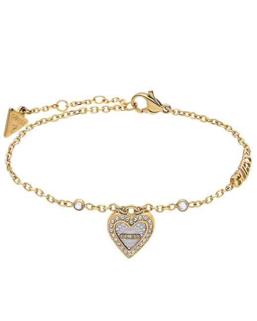 Guess Metallic Stalen zweifarbiges Armband Love Me Tender – Armband – Staal – Goudkleurig – 19