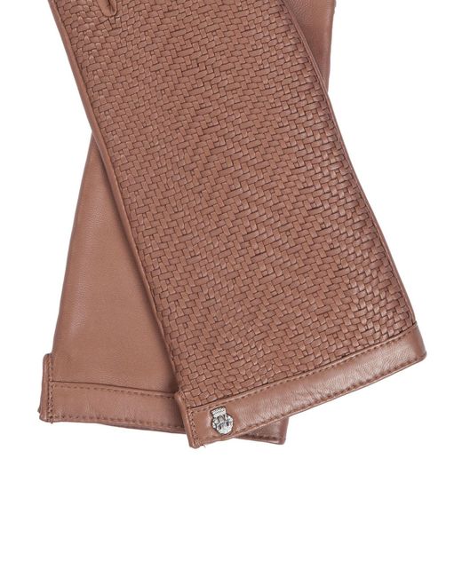 Roeckl Brown Fingerhandschuhe Heringbone Weaving
