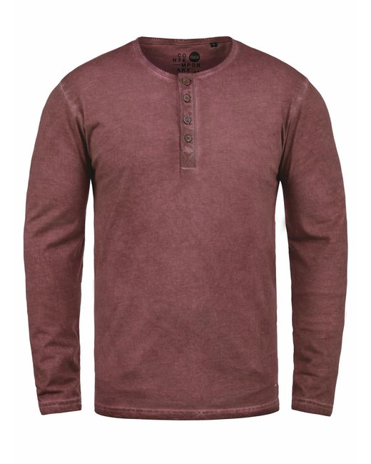 Solid Rundhalsshirt 'timur' in Red für Herren