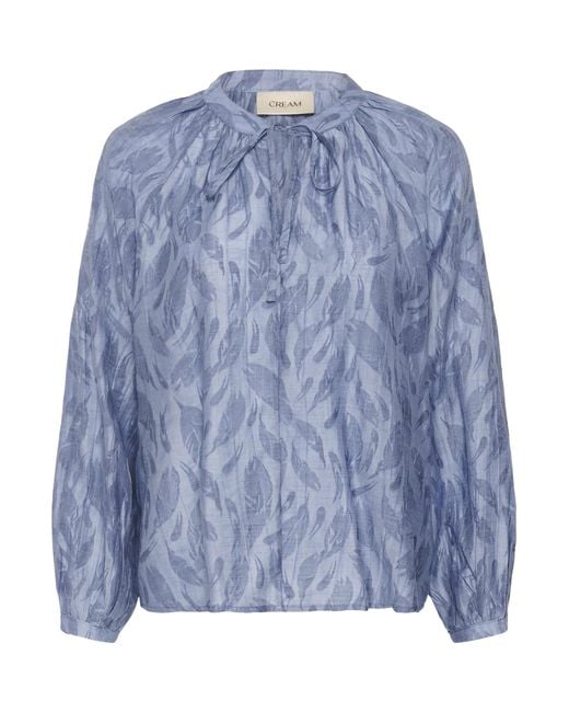 Cream Blue Bluse