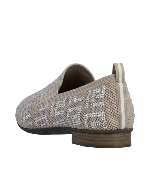 Rieker Gray Slipper Halbschuh, Schlupfschuh, Blockabsatz, Loafer mit Glitzersteinchen