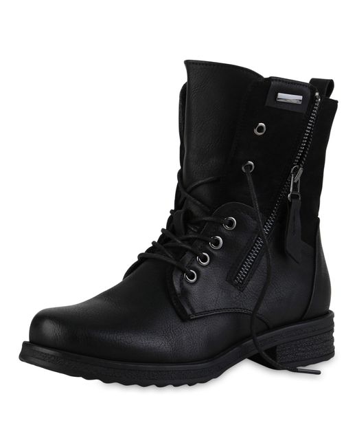 VAN HILL Black Schnürstiefelette 'Bianca'