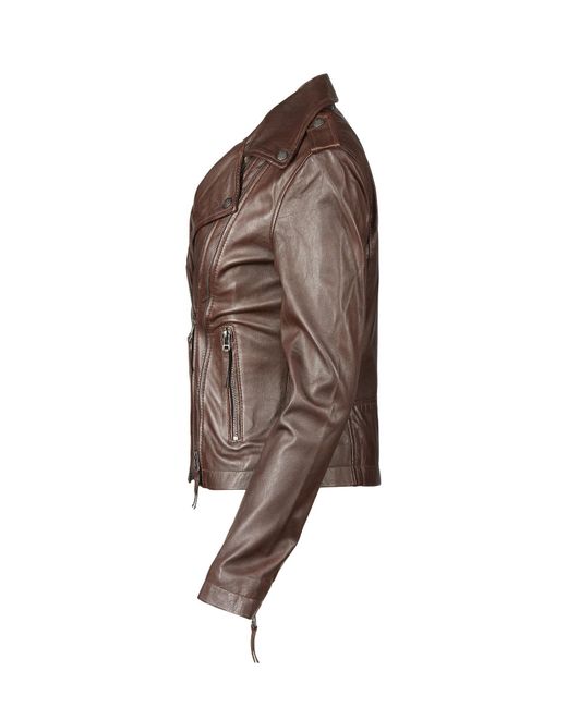 Apple Of Eden Brown Lederjacke Taillierte Passform