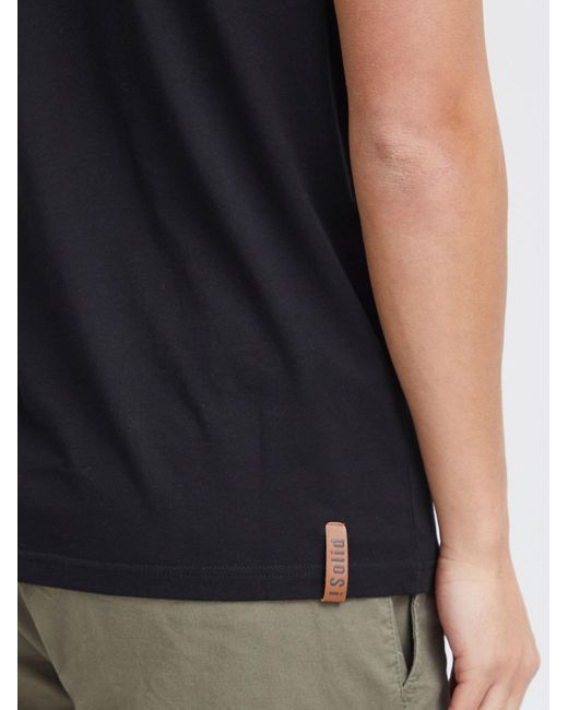 Solid T-Shirt Volker Mit Knopfleiste in Black für Herren