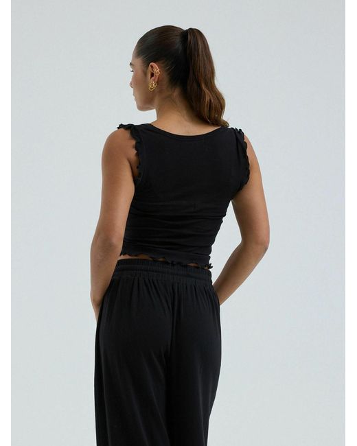 Seamless Basic Black Top Cotton