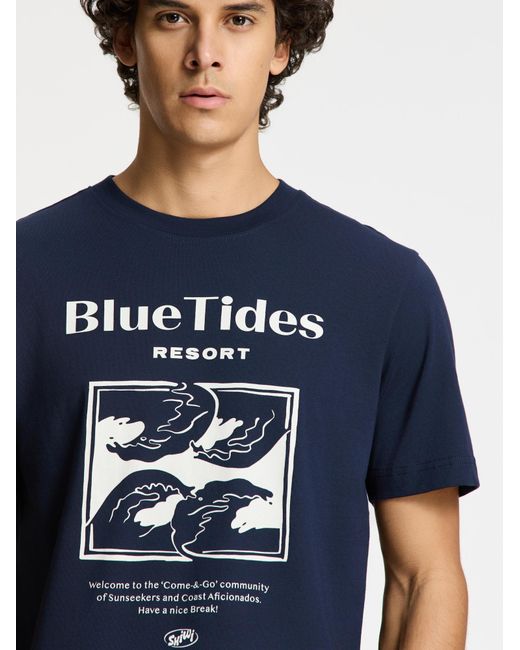 Shiwi T-Shirt Liam Tides in Blue für Herren