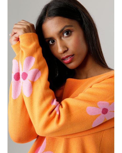 Aniston SELECTED Orange Pullover