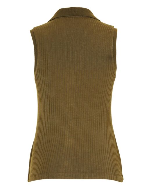 Zero Green Jerseytop Mit Knopfleiste