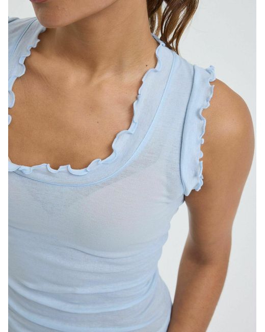 Seamless Basic Blue Top Flounce