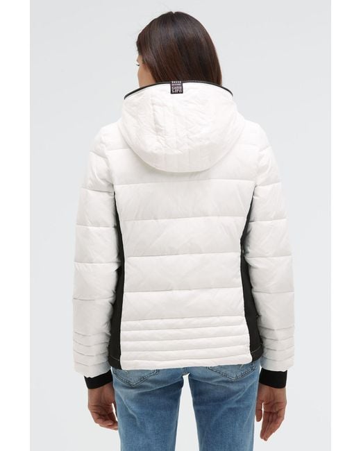 SOCCX White Kurze Steppjacke Im Materialmix Mit Kapuze