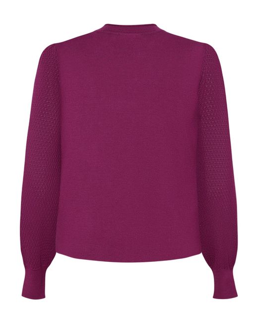 Zero Purple Feinstrickpullover Mit Puffärmeln