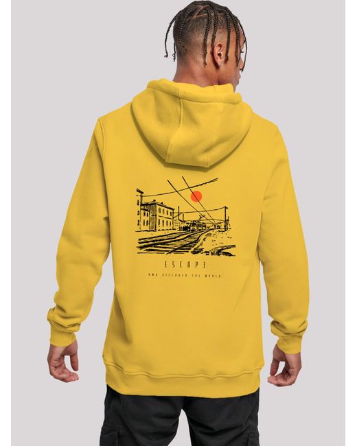 F4NT4STIC Sweatshirt Escape Discover The World Town Train Station in Yellow für Herren