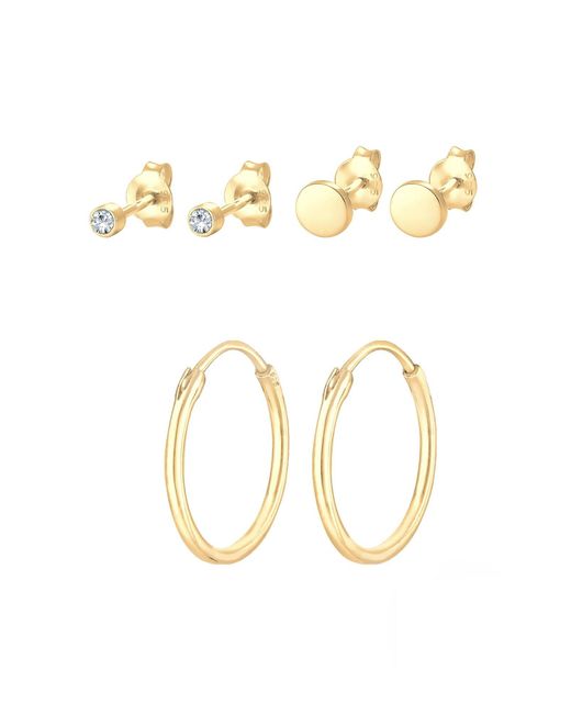 Elli Jewelry Metallic Ohrringe Basic Ohrstecker, Creole, Kristall Ohrstecker