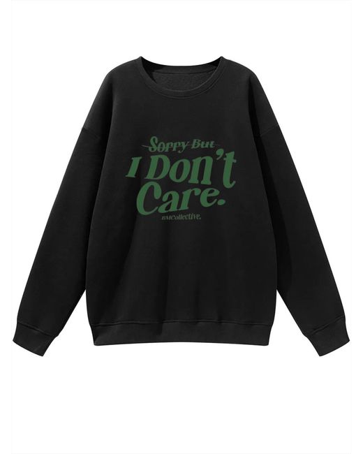 GORHEY Black Pullover Crew Neck Oversized Sweatshirt With Slogan Print