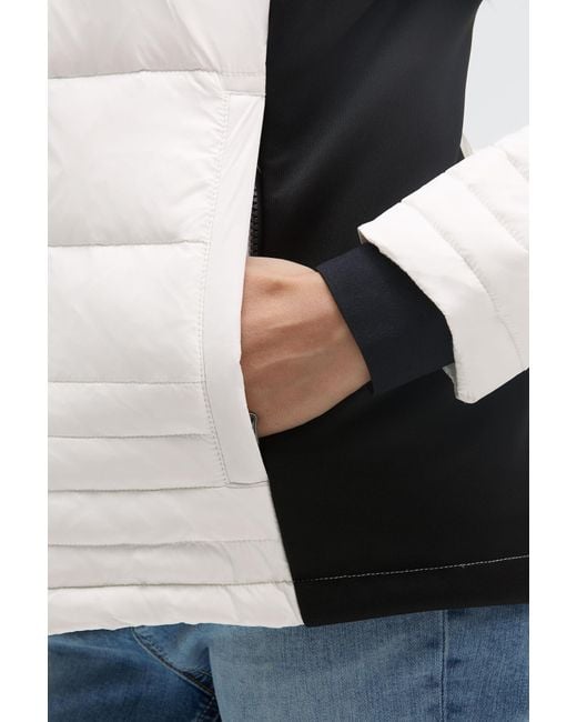 SOCCX White Kurze Steppjacke Im Materialmix Mit Kapuze