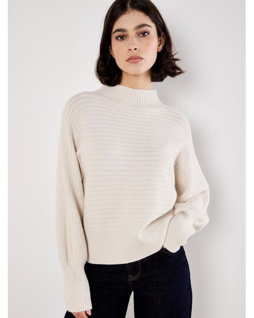 Apricot White Twisted Cable Knit Batwing Jumper
