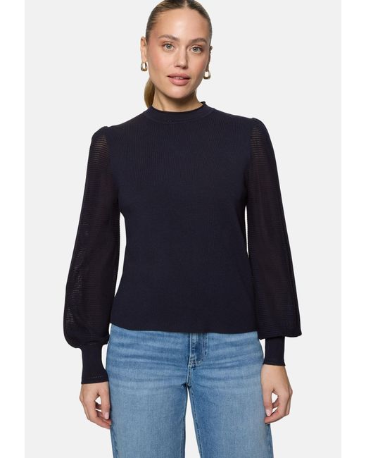 Zero Blue Pullover Mit Hohem Kragen