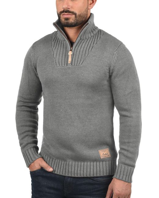 Solid Strickpullover Petro in Gray für Herren
