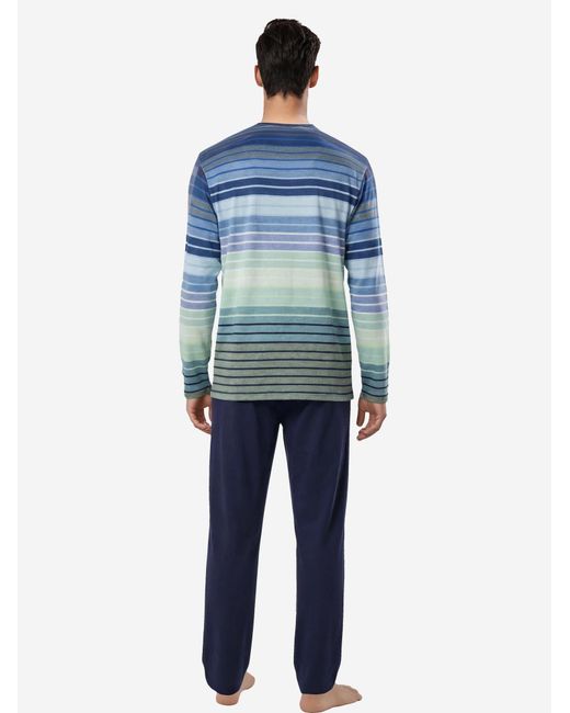 Hajo Pyjama Lang Klima Komfort in Blue für Herren