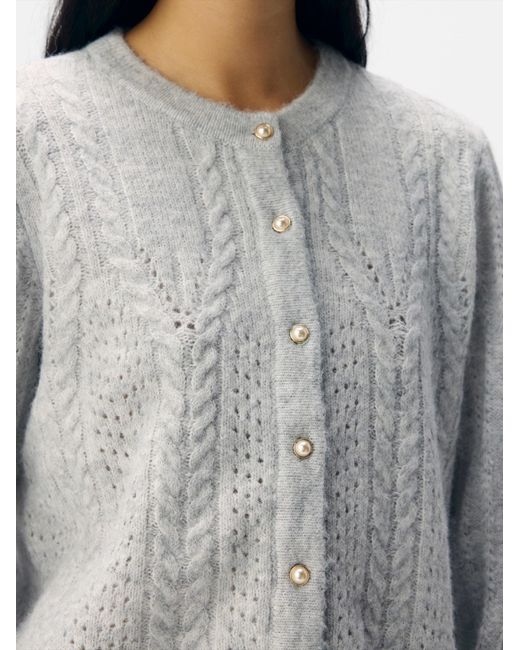 Object White Strickjacke Objflora