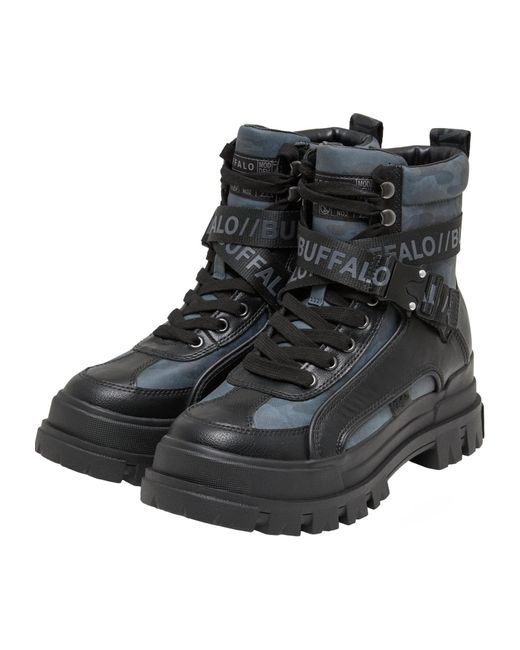 Buffalo Black Schnürstiefelette Aspha