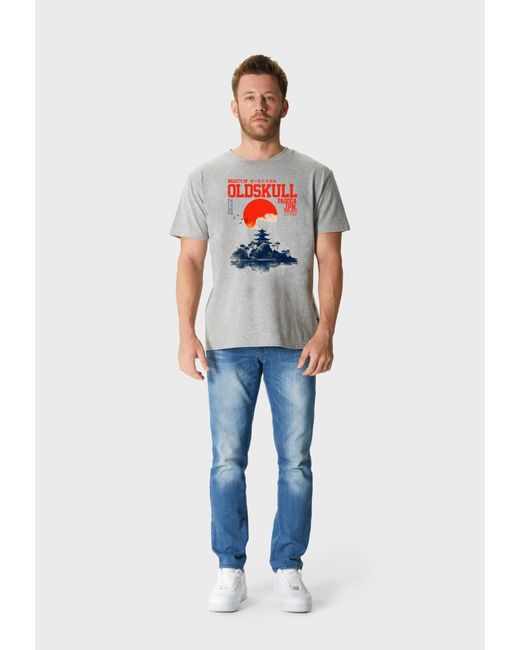 Oldskull T-Shirt Asian Temple in Gray für Herren