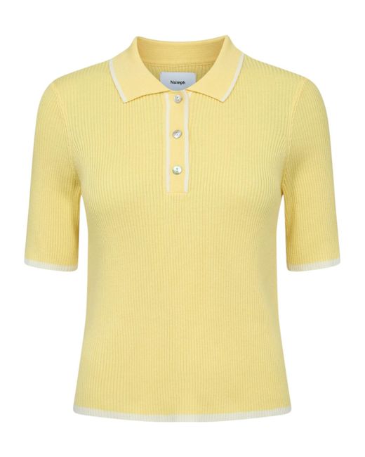 Numph Yellow Strickpullover Mit Halbarm Nualora Pullover