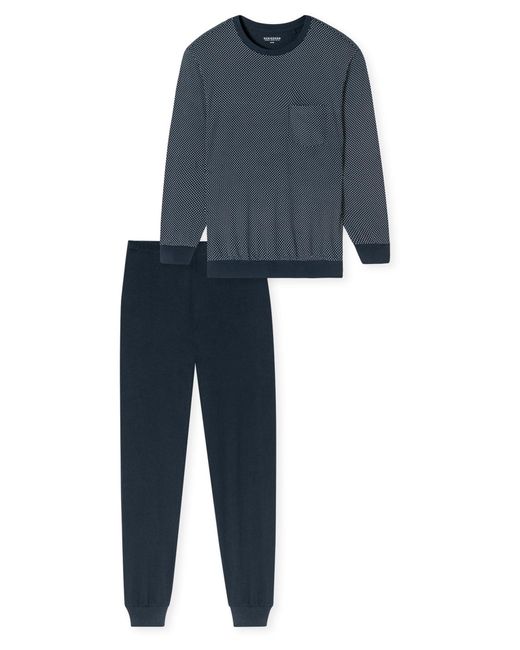 Schiesser Pyjama Lang Comfort Essentials in Blue für Herren