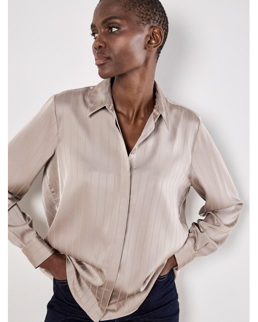 Apricot Natural Satin Self-Stripe Oversized Shirt