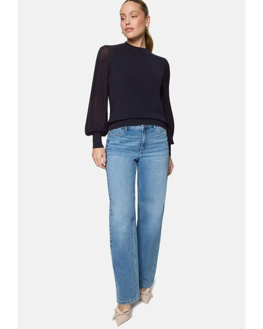 Zero Blue Pullover Mit Hohem Kragen