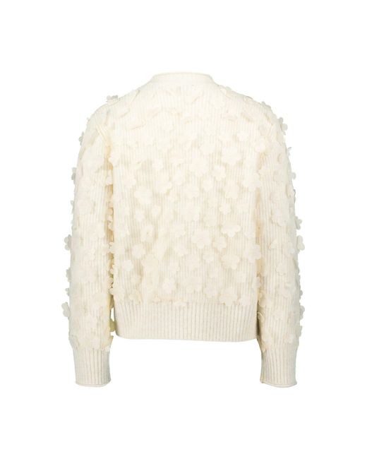 Zero White Pullover Mit 3 D Blüten